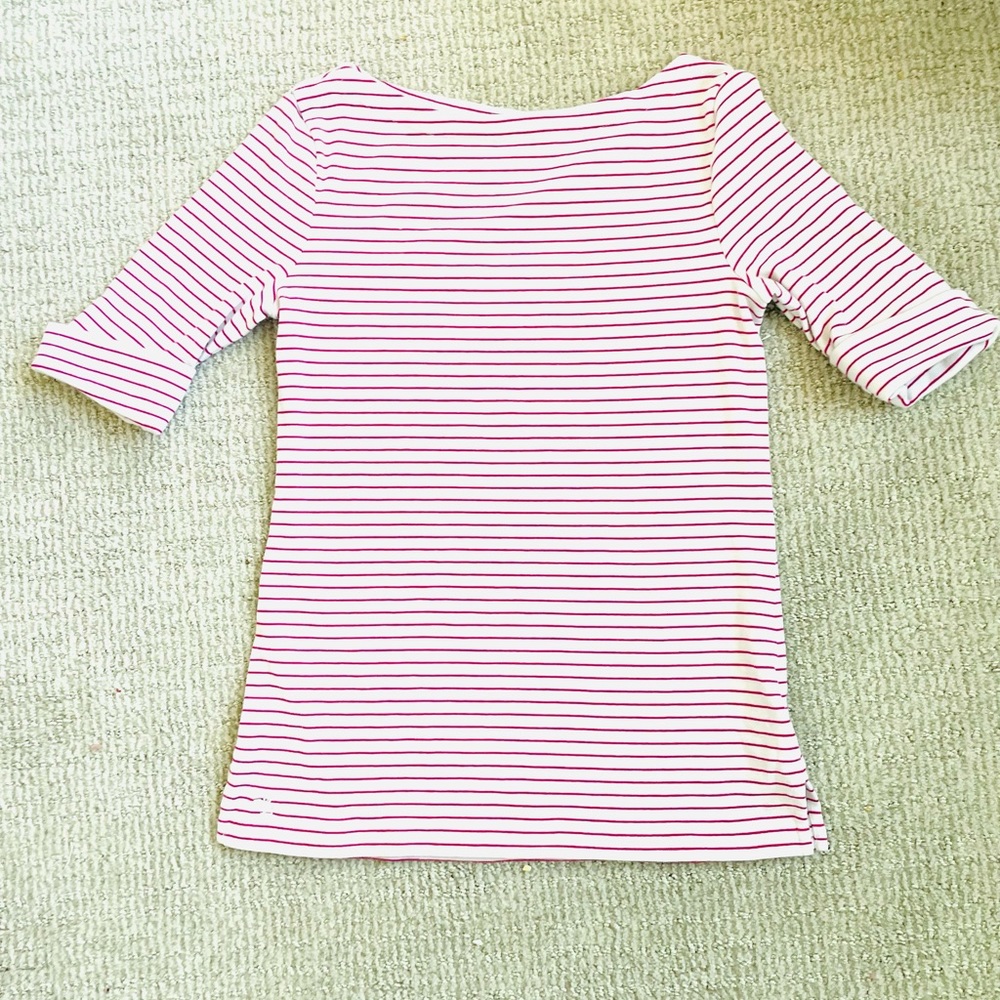 Ralph Lauren Boatneck Red Pin Stripe Top